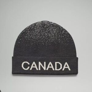 LULULEMON Black Team Canada Wool-Blend Reversible Beanie size L - XL NWOT